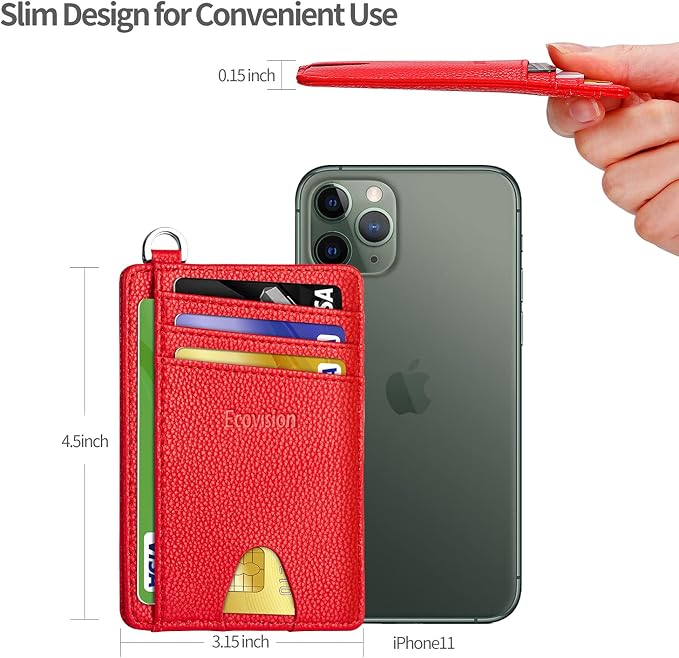 Slim Minimalist Front Pocket Wallet, RFID Blocking Credit Card Holder Wallet with Detachable D-Shackle for Men Women