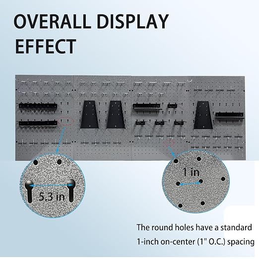 JZD Metal Pegboard Wall Organizer 4 Packs Pegboard with115 PCS Hooks Pegboard Tool Organizer Kit for Garage Workshop