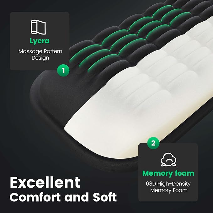 MEKASS Keyboard Wrist Rest, Soft Memory Foam Wrist Support, Keyboard Hand Rest Pad for Wrist Pain Relief, Keyboard Wrist Guard for Long Hours of Work, Gaming, Studying（White）