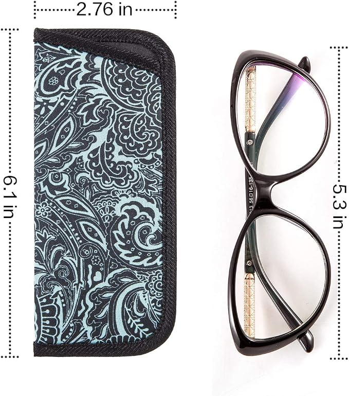 TRIUMPH VISION 3 Pack Reading Glasses Pouch Soft Case Eyeglass Sleeve Slim | Alternative to Bulky Case in bag, Lightweight Lined Padded Protect Optical lens Slip in, Cute Pattern Portable for Daily Use