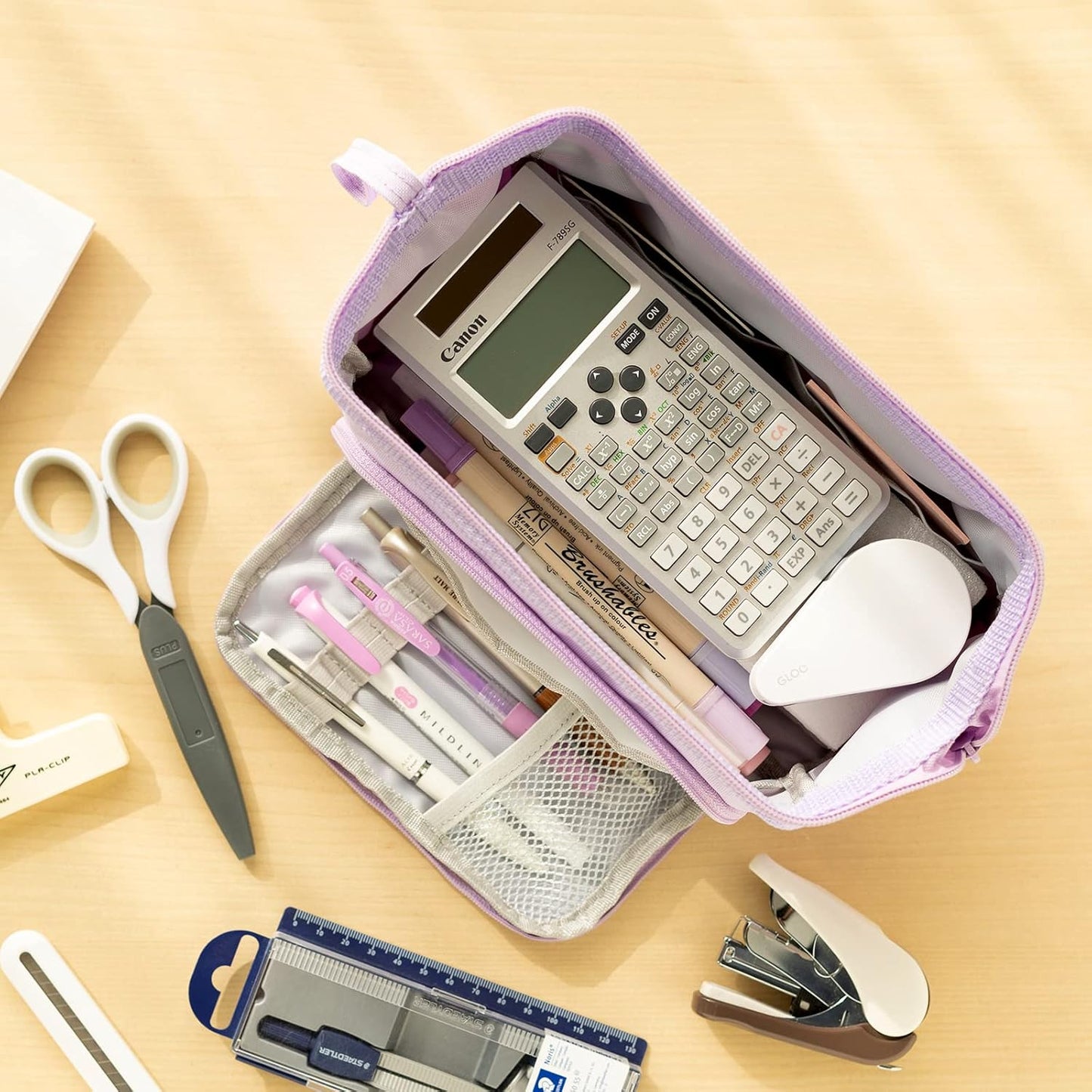 HVOMO Pencil Case Large Capacity Pencil Pouch Handheld Pen Bag Cosmetic Gift for Office School Teen Girl Boy Men Women Adult (Purple)