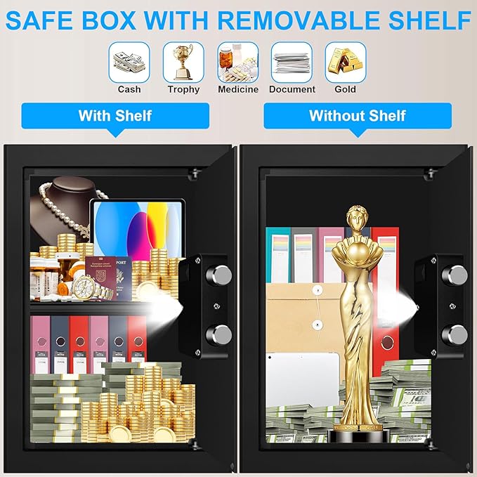 3.3 Cuft Large Fireproof Safe for Home, Home Safety Box Fireproof Waterproof with Electronic Keypad and Spare Keys, Anti-theft Digital Security Safe for Money Firearm Medicine Valuables