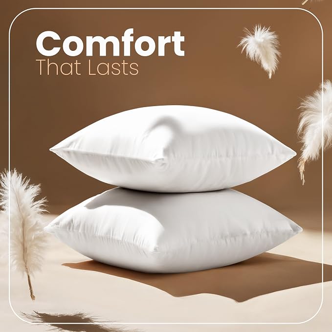 Utopia Bedding 28x28 Pillow Inserts, White Throw Pillows for Couch, 2 Pack | Indoor cushion inserts for bed, sofa & couch, Supportive & fluffy decorative pillows for everyday comfort, Set of 2, White
