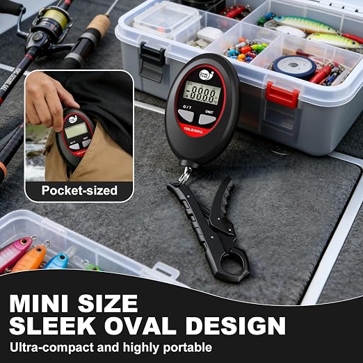 SNAIL TRAIL 100 lbs Digital Fishing Weight Scale & 4.6'' Fish Lip Gripper | LCD Display, Multi-Unit (LB, KG, LB:OZ), Portable Electric Tournament Bass Weigher for Anglers