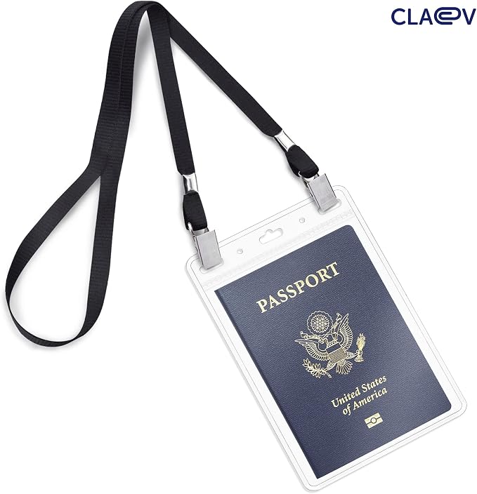 Claev Flexible and Tear Resistant Vertical 4x6 Passport & Card Holders (4x6 Extra Large (XXL), 50 Pack), Clear Zipperless ID Plastic Name Card Badge Holders for Travel, Conferences, Conventions | Bulk clear waterproof ID badge holders, fits 4 x 6 inser...