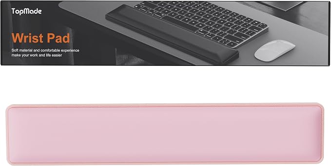 TopMade Keyboard Wrist Rest, Cooling Gel & Upgrade Soft Memory Foam Design Wrist Support for Keyboard, Full-Size Keyboard Hand Rest Pad, Ergonomic Palm Rest for Long Hours of Work, Gaming, Pink
