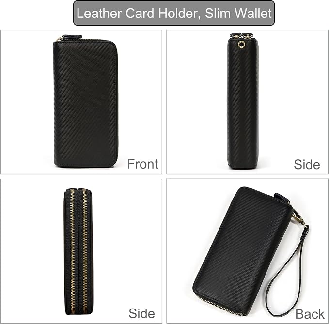 Genuine Leather Long Wallet for Men, Large Capacity Purse Clutch Bag Handbag Checkbook Cash Credit Cards Phone Holder | Large Capacity