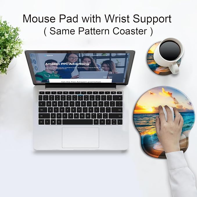 Ergonomic Mouse Pad with Wrist Rest Support,Gel Mouse Pads for Desk | Big Mousepad With Coaster Non-slip & Pain Relief for Computer, Home&Office Desk Decor