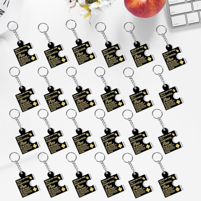 Team Appreciation Gifts Bulk Thank You Keychains for Coworkers | Gift Set for Employee, Staff, Teachers, Teamwork Puzzle Piece Keyring, Acrylic