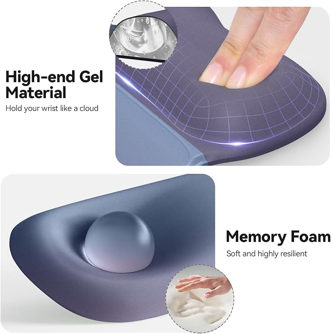 TECKNET Gel Ergonomic Mouse Pad & Keyboard Wrist Rest & Coaster | 3 in 1 Set, Pain Relief, Milk Silk Cloth, Non-Slip PU Base, Easy Typing, Memory Foam Wrist Support for Office & Home