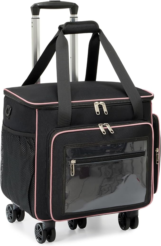 Amythe Teacher Bag with Wheels, 15.6" Rolling Briefcase for Women for Work | Water-Resistant • Detachable Trolley & 5 Wheels • Charger & bottle storage