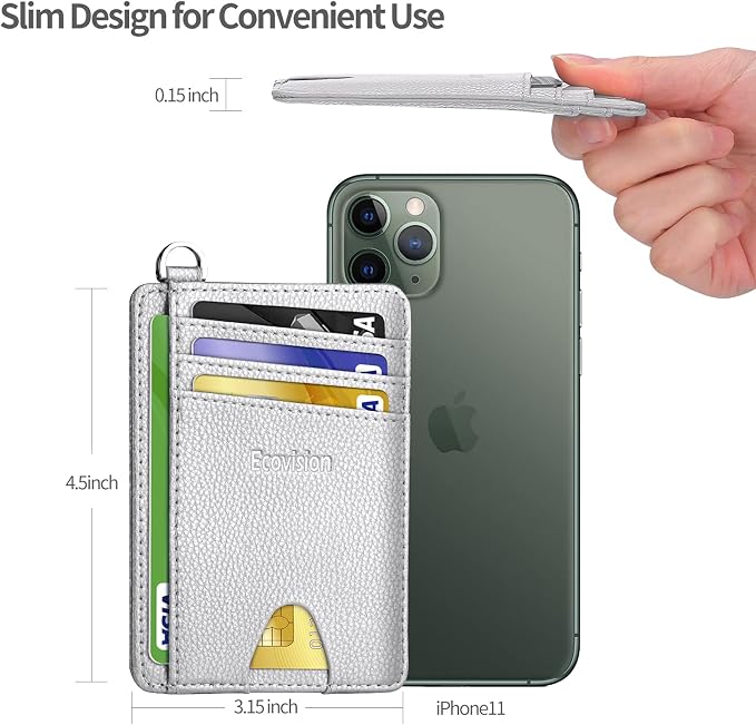 Slim Minimalist Front Pocket Wallet, RFID Blocking Credit Card Holder Wallet with Detachable D-Shackle for Men Women