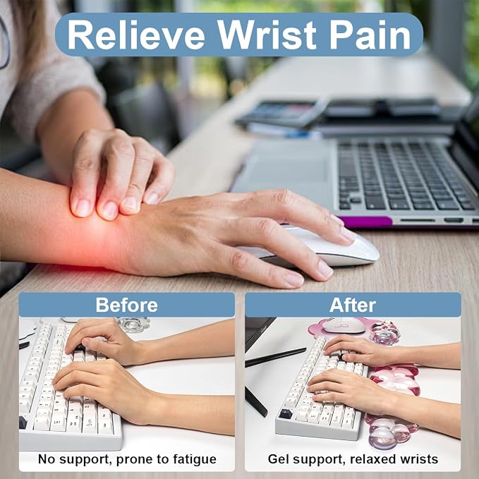 Gel Wrist Rest and Cloud Mouse Pad Support for Keyboard and Mouse - Ergonomic Pink Keyboard Wrist Pad Set for Typing Pain Relief/Computer/Laptop/Gaming/Home/Office (Cloud Shape, Gradient Blue Pink)
