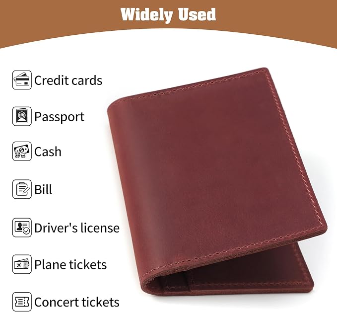 Jack&Chris Leather Passport Holder, Handmade Passport cover, Travel Wallet Cover Case for Men and Women, Leather Travel Documents Organizer Protector, JC107