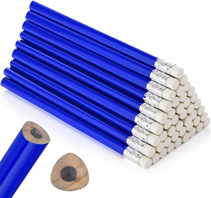 Fainne 48 Pack Jumbo Carpenter Pencils Woodworking Marking with Black Core Thick Flat Construction Pencils for Woodworkers Framers DIY Projects and Contractors(Blue)