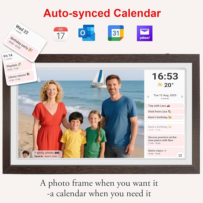 21.5" Large Frameo Digital Photo Frame, 32GB WiFi Digital Picture Frame with 1920x1080 FHD IPS Touch Screen, USB Drive/SD Card, Wall Mountable Auto-Rotate, Easy Share Photos/Videos from Anywhere