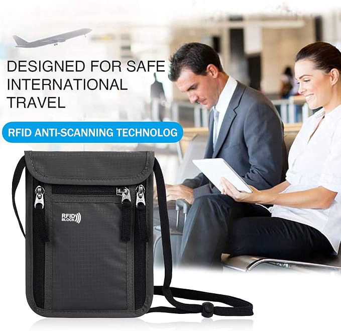 Travel Pouch Neck Wallet Family Passport Holder Organizer Case with RFID Blocking | Family Passport Holder