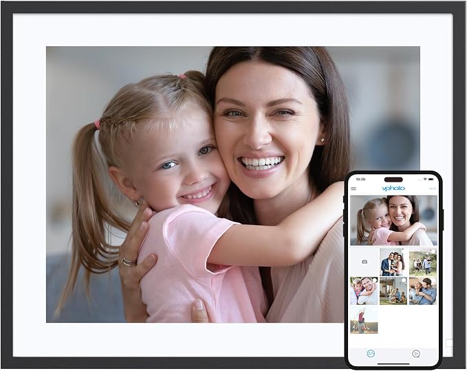 Dragon Touch Digital Picture Frame 16.7 inch 4:3 Touch Screen Large Digital Photo Frame Display, 32GB Storage Auto-Rotate, Easy Setup to Share Photos or Videos via Vphoto APP, Wall Mountable