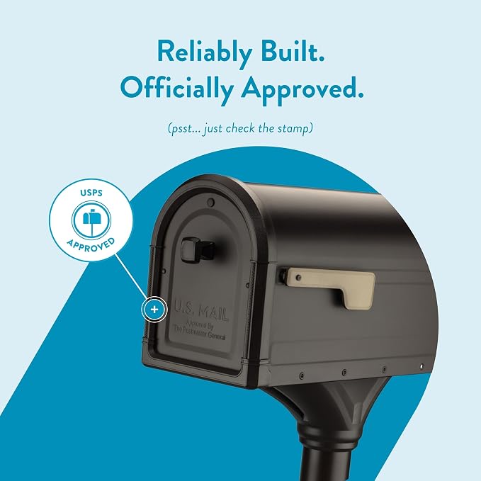Architectural Mailboxes Roxbury Mailbox with Post, Rubbed Bronze, Large | Includes the matching post and all hardware. Galvanized steel build and rust-resistant powder-coat finish. USPS approved.