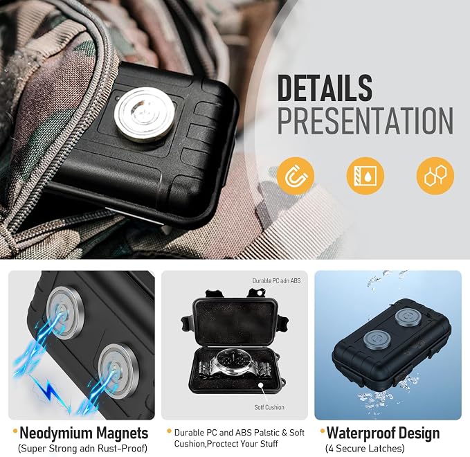 Magnetic Key Box,Magnet Key Holder Under car,Hide a Key Magnetic Holder,IPX7 Waterproof Key Hider Outdoor (Regular)