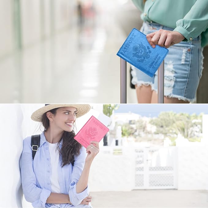 Eoehro Passport Holder for Travel Essentials-2Pack, Passport Wallet Cover Case for Travel Must Haves Accessories,Passport Book Holders for Women and Men