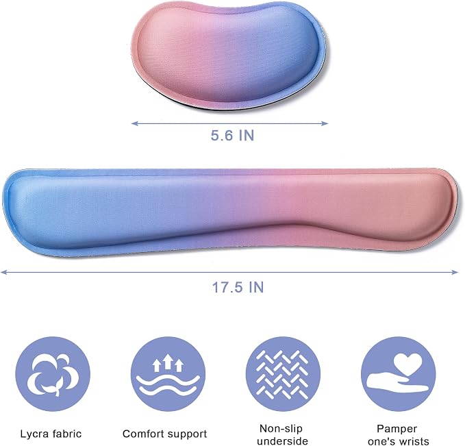 Hoewina Keyboard Wrist Rest,Ergonomic Wrist Support for Keyboard,Gradient | Computer Wrist Rest,Superfine Fabric and Gel Memory Foam Wrist Pad,Easy Typing&Pain Relief,Suitable for Office,Family