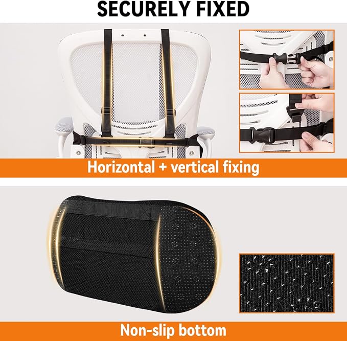 Lumbar Support Pillow for Car,Back Support for Car Seat Cushion,Adjustable Straps Securely Fixed Car Lumbar Support Pillow for Office Chair (Gray for Office Chair)
