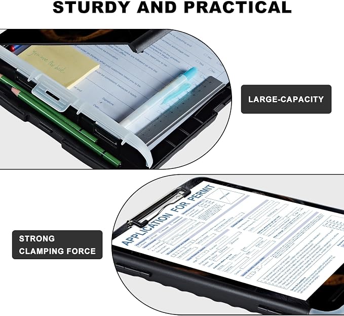 Clipboard with Storage,Storage Clipboard with Pen Holder,Heavy Duty Plastic Storage Clipboard with Low Profile Clip,Teacher Must Haves,Clipboard Folder,Office Supplies,Cute Dog -1342