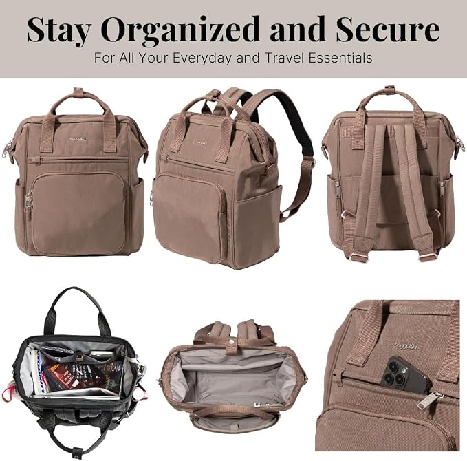 Baggallini Securtex Anti-Theft Windsor Backpack for Travel, Work & College, RFID & Locking Zipper, Up to 16" Laptop
