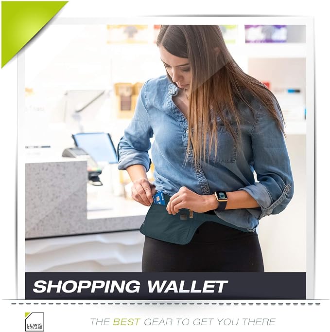 Lewis N. Clark Travel Money Belt Pouch, Slim RFID Blocking Anti Theft Waist Stash Pouches for Cash, Cards and Passport Holder