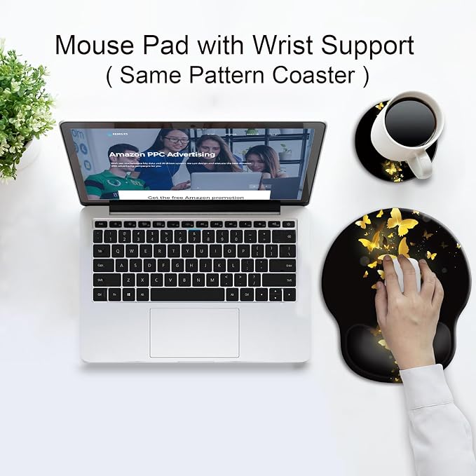 Ergonomic Mouse Pad with Wrist Rest Support,Gel Mouse Pads for Desk | Big Mousepad With Coaster Non-slip & Pain Relief for Computer, Home&Office Desk Decor