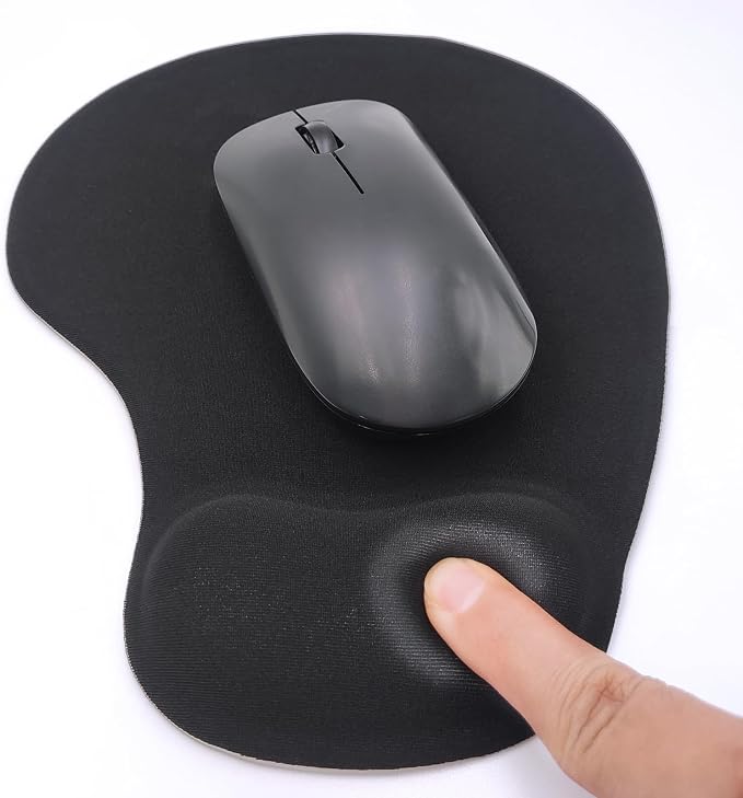 Ergonomic Mouse Pad with Wrist Rest, Gel Wrist Support Mousepad, Pain Relief Laptop Computer Mouse Pad, Non-Slip Mouse Pads for Office & Home (Black, 9.5 x 8.3 in)
