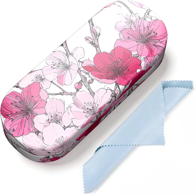 Hard Shell Leather Sunglasses Case,Classic Fashionable Cute Large Glasses Case for Women Men,Sunglass Eyeglasses