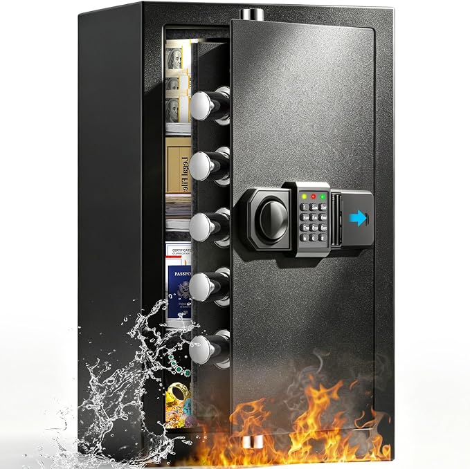 6.5 Cuft Large Safe Fireproof Waterproof | 1700°F Fire Protection for 𝟑𝟓 𝐌𝐢𝐧𝐬, Security Safe Box with Combination Lock, Anti-theft Alarm and Removable Shelf, Home Safes Water and Fireproof