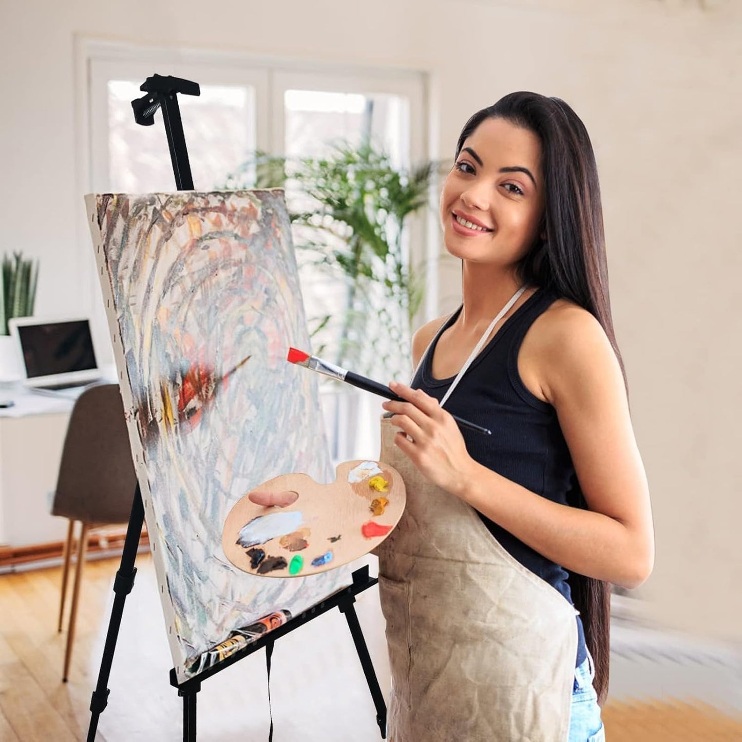 RRFTOK Easel Stand for Sign and Painting: Art Portable Adjustable Metal Tripod Easels for Display Height from 17 to 66 Inch -Canvas Stand for Table-Top/Floor Paint for Artists Adult Holder or Teen