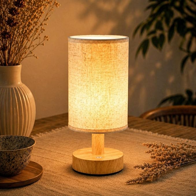 Mini Cordless LED Night Light, Rechargeable Touch Control Bedside Lamp | Portable Minimalist Table Lamp, 3 Color Modes, Stepless Dimmable, Built-in 4000mAh Battery, Decor for Bedroom & Living Room