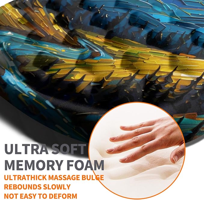 Ergonomic Joint Wrist Support Mouse Pad with Memory Foam Cushion Massage Bump, Carpal Tunnel Pain Relief Mousepad Slope Design for Wrist Rest, 11.8x7.9 in, Starry Night