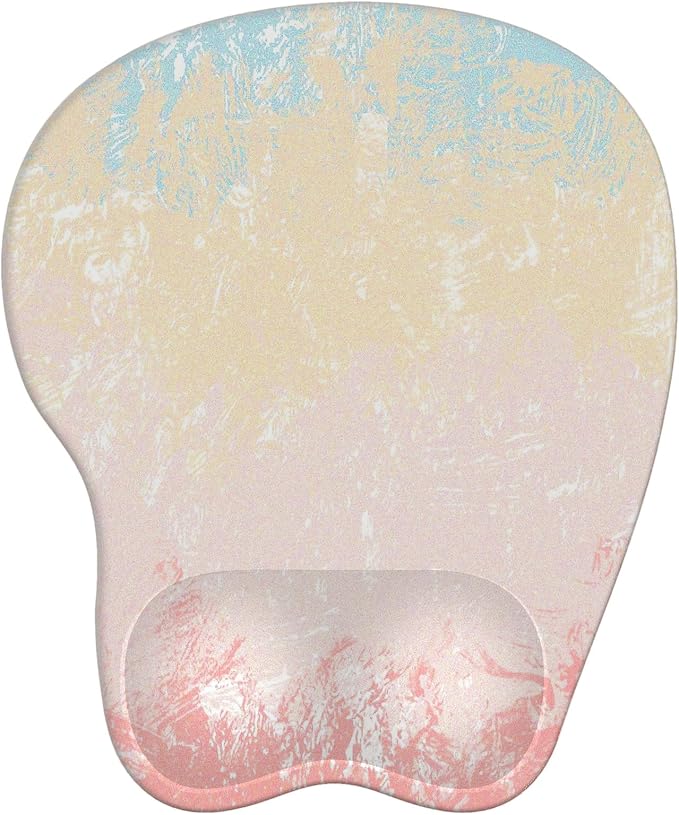 Mouse Pad with Wrist Rest Ergonomic Mouse Pad with Comfortable M-Shape Pain Relief Wrist Support Non-Slip PU Base Mousepad for Laptop, Office & Home (Pretty Pink Painting)