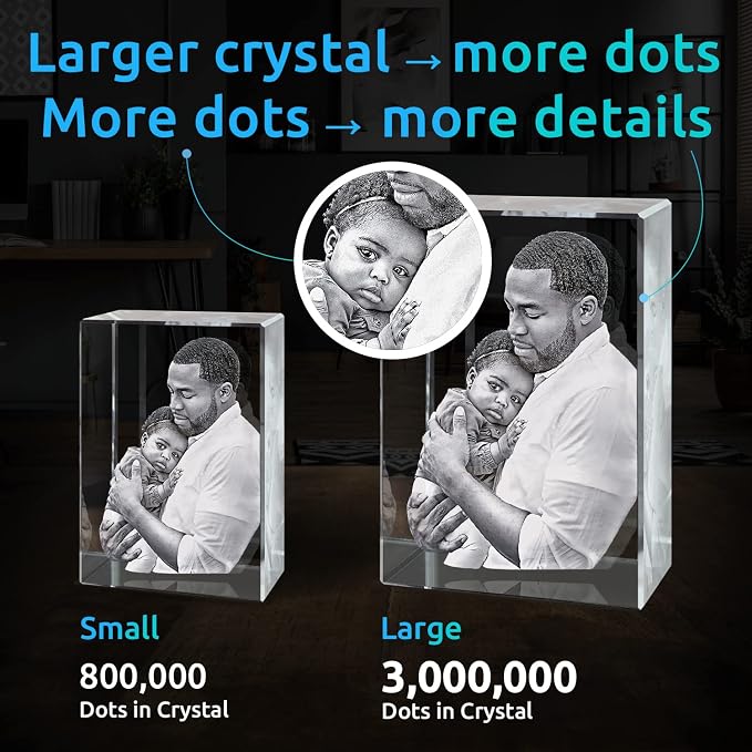 ArtPix 3D Crystal Photo, Personalized Gifts for Women, Wife, Mom, Her, Him, Men, Great Customized Gift With Your Own Photo - Anniversary, Wedding, Birthday - Custom Glass 3D Laser Etched Picture Frame