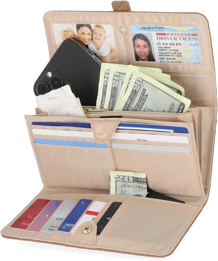 Mundi File Master Womens RFID Blocking Wallet Clutch Organizer With Change Pocket