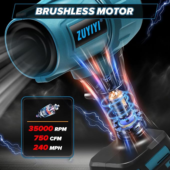 Cordless Leaf Blower for Makita 18V Battery (NOT Included), Handheld Brushless Mini Jet Dry Blower Turbofan, Electric Air Duster 240 MPH High Speed for Cleaning, Camping, Outdoor