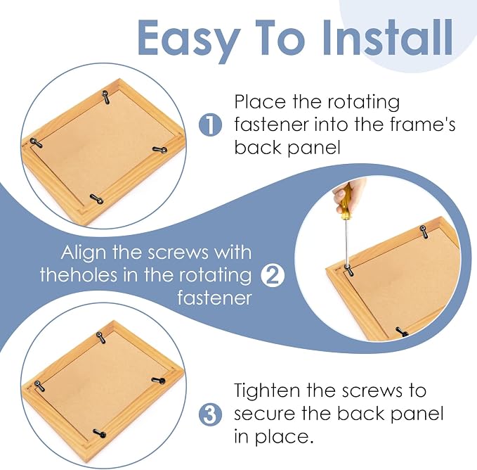 Metal Picture Frame Turn Button Fasteners, 100 Pcs | With Screws, Picture Frame Hardware Backing Clips, Turn Button Fasteners Set