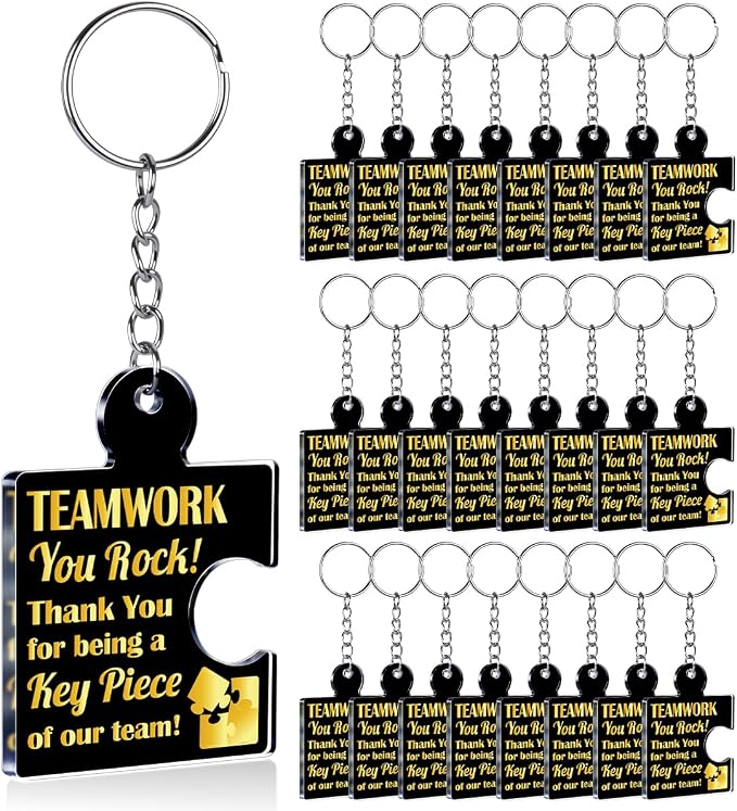 Team Appreciation Gifts Bulk Thank You Keychains for Coworkers | Gift Set for Employee, Staff, Teachers, Teamwork Puzzle Piece Keyring, Acrylic