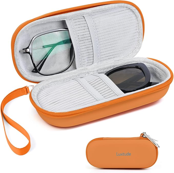 Luxtude Double Glasses Case Hard Shell, Double Eyeglass Case Dual Sunglasses Cases, Travel Sunglasses Organizer for Women Men