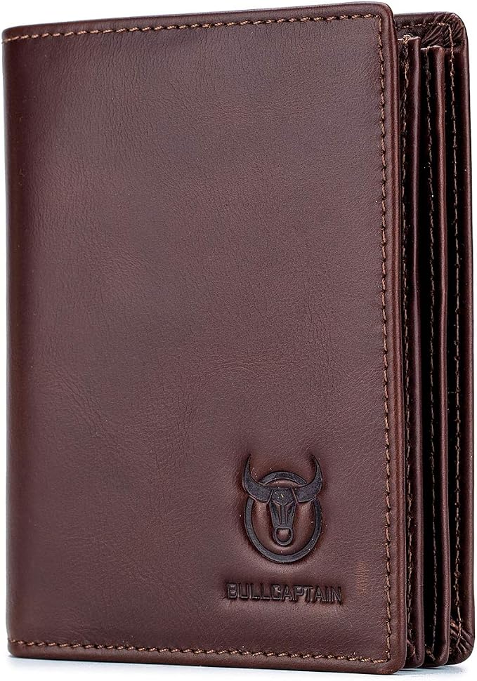 BULLCAPTAIN Large Capacity Genuine Leather Wallet for Men QB-027 | Bifold Wallet,RFID Blocking,Credit Card Holder,15 Card Slots,Special Expandable Design,gift choice