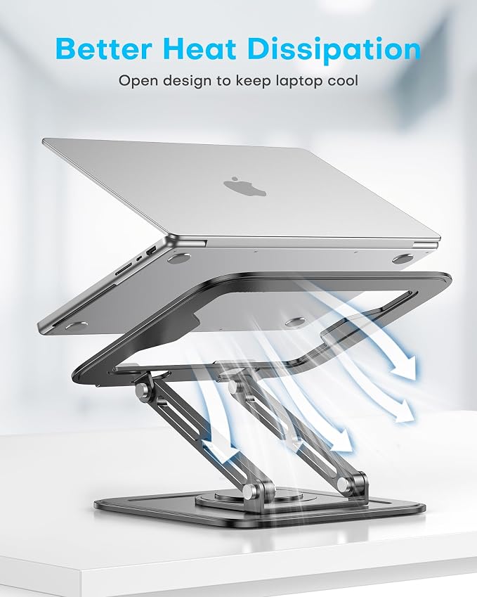 LOXP Adjustable Laptop Stand, Computer Stand with 360 Rotating Base | Ergonomic Laptop Riser Mount for Desk Foldable Protable Computer Desk Fits with MacBook Pro Air
