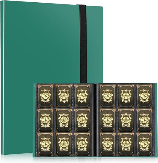 Card Binder, EDUDIIU 9 Pockets Premium Trading Card Binders, Cards Collection Binder Album, Side Loading Yugioh Holder Book for Sport, Football, Baseball Collector - Green