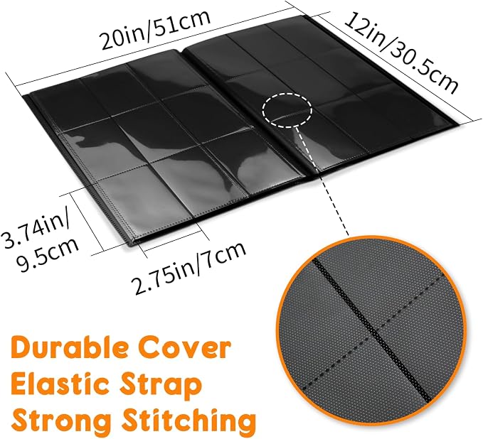 Trading Card Binder 9 Pocket, 360 Card Waterproof Folder with Side Loading Sleeves, Sturdy Card Collection Album for MTG, TCG, Game Cards & Sports Cards (1, Black)