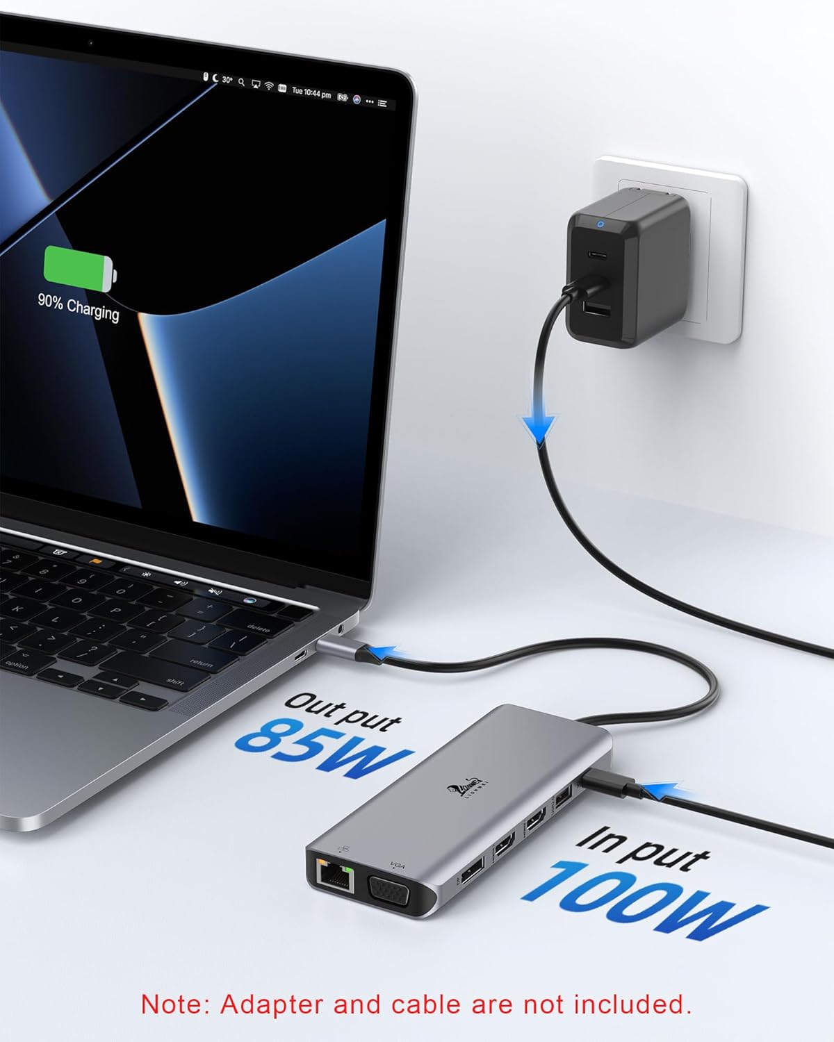 Laptop Docking Station 4 Monitors, Dual HDMI+8K DP+VGA, 10Gbps, 100W PD, 6 USB C/A Ports, Ethernet, SD/TF, LIONWEI 13 in 1 USB C Hub for MacBook/Dell/HP/Surface