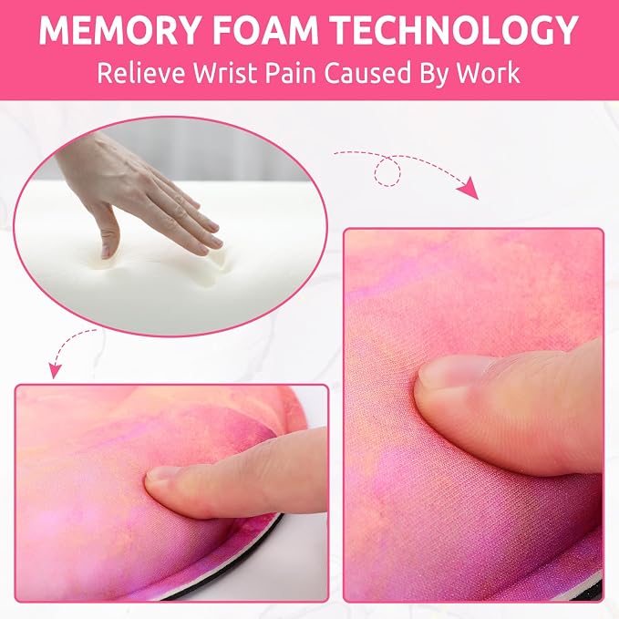 KONVINIT Ergonomic Mouse Pad with Wrist Rest, Small Mousepad with Non-Slip Rubber Base and Smooth Surface, Hot Pink Mouse Pads for Desk, Office Desk Accessories